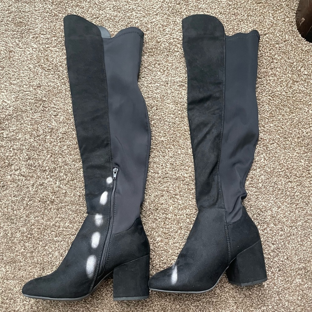 Knee high, 2 1/2 inch heel boots